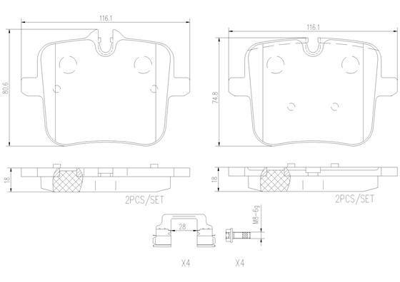BRAKE PADS REAR BREMBO CERAMIC BMW ROLLS-ROYCE