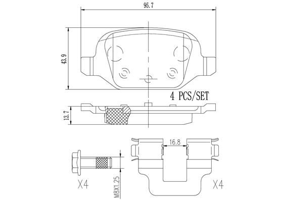 BRAKE PADS REAR BREMBO CERAMIC FIAT