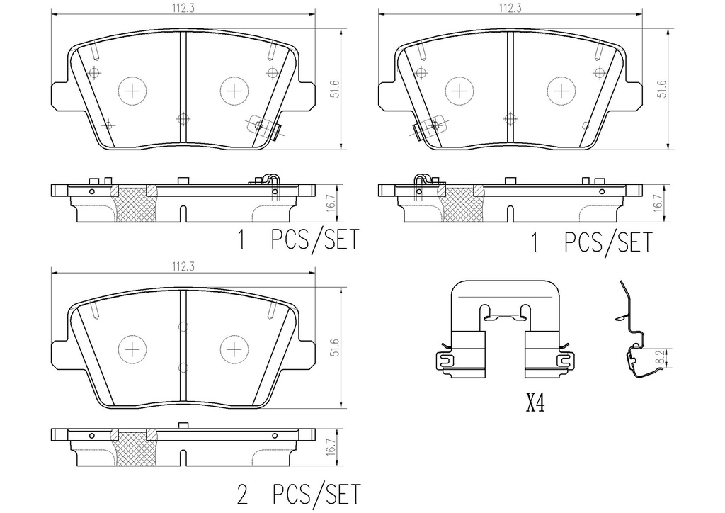 REAR PADS BREMBO CERAMIC HYUNDAI