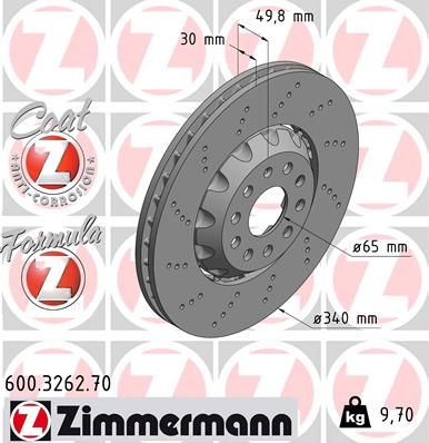 FRONT DISC 340MM CROSS DRILLED ZIMMERMANN VAG