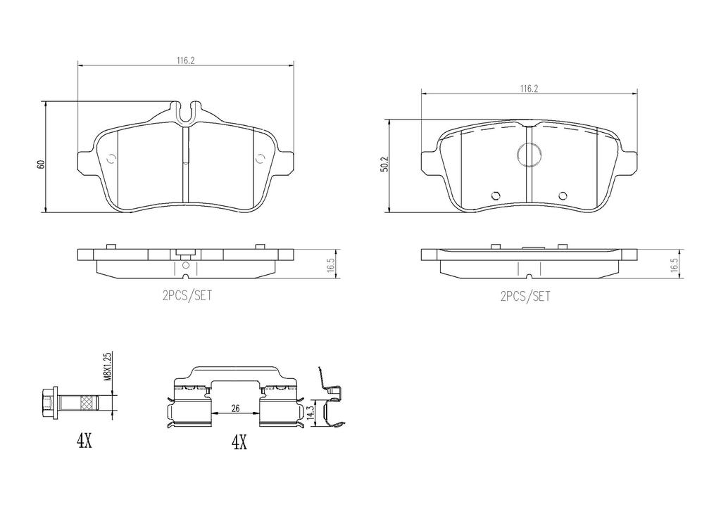BRAKE PADS REAR BREMBO CERAMIC MERC