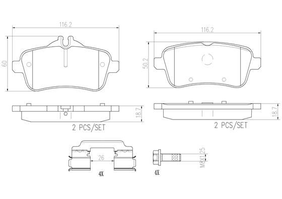 BRAKE PADS REAR BREMBO CERAMIC MERC
