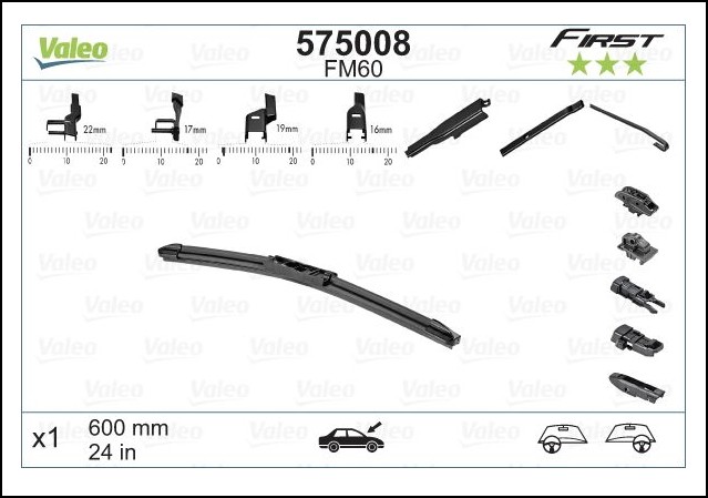 WIPER BLADE 24" VALEO 575008