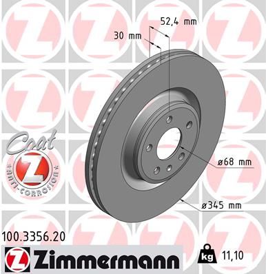FRONT DISC 345MM ZIMMERMANN VAG PORSCHE