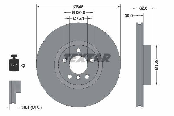 FRONT DISC 348MM TEXTAR BMW