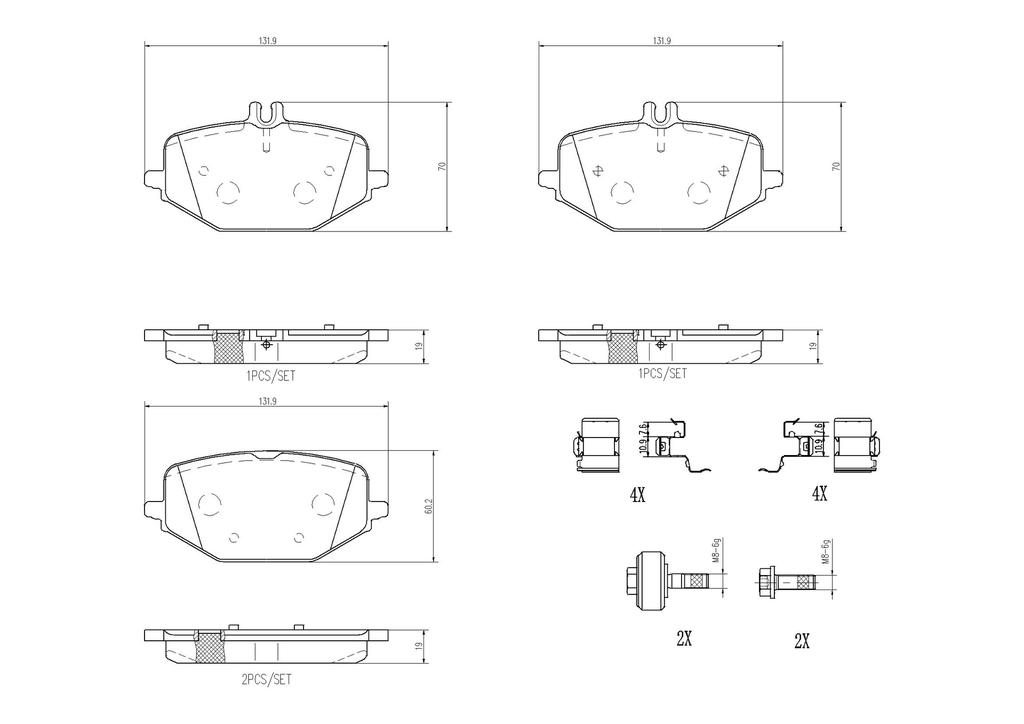 BRAKE PADS REAR BREMBO CERAMIC MERC