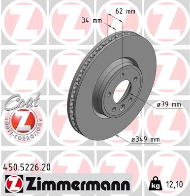 FRONT DISC 349MM ZIMMERMANN LAND ROVER