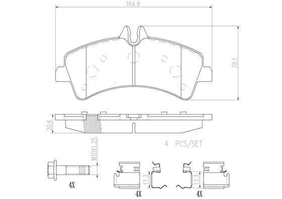 BRAKE PADS REAR BREMBO CERAMIC MERC VAG