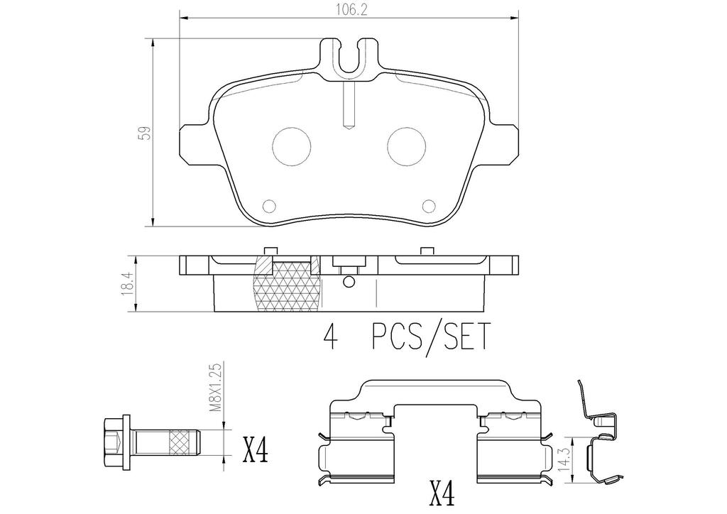 BRAKE PADS REAR BREMBO CERAMIC MERC INFINITI