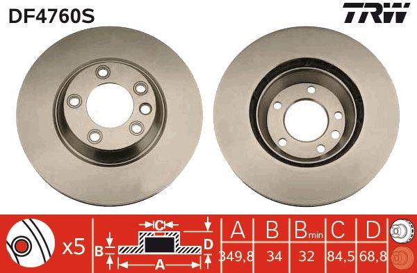 BRAKE DISC FRONT RH 350MM TRW VAG