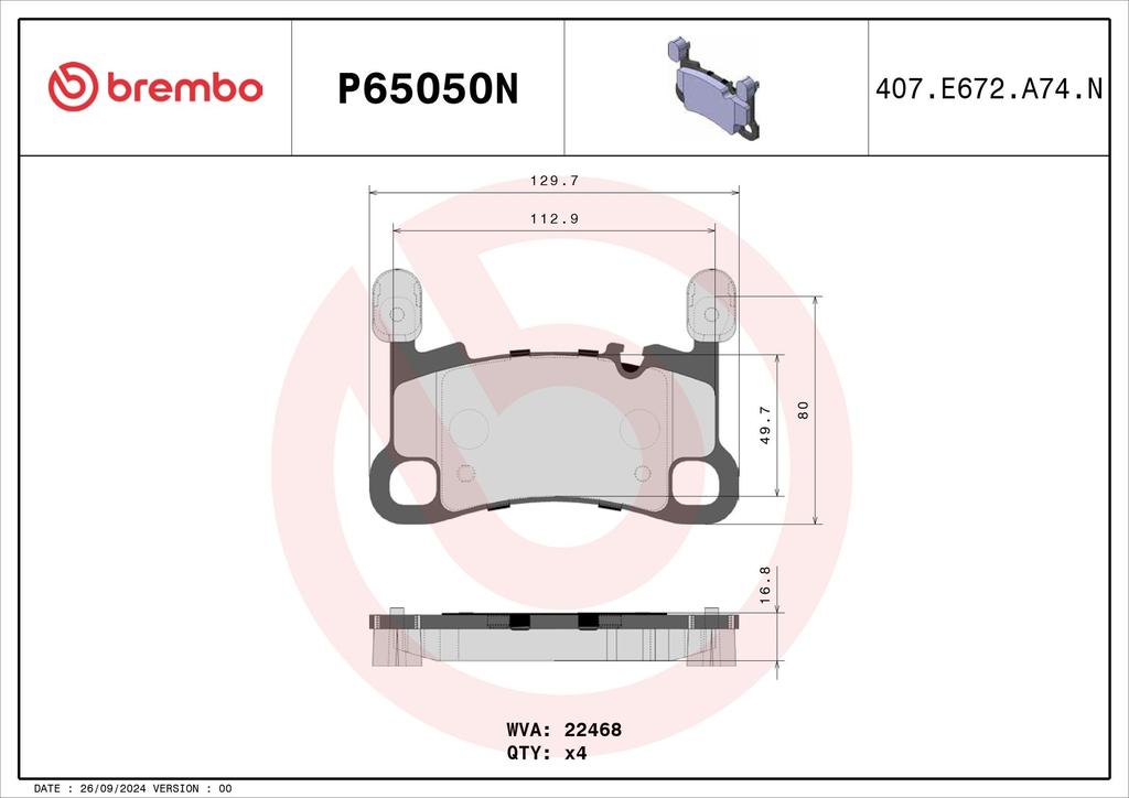 BRAKE PADS REAR BREMBO CERAMIC PORSCHE
