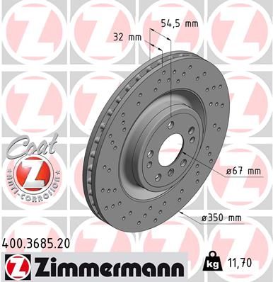 FRONT DISC 350MM CROSS DRILLED ZIMMERMANN MERC