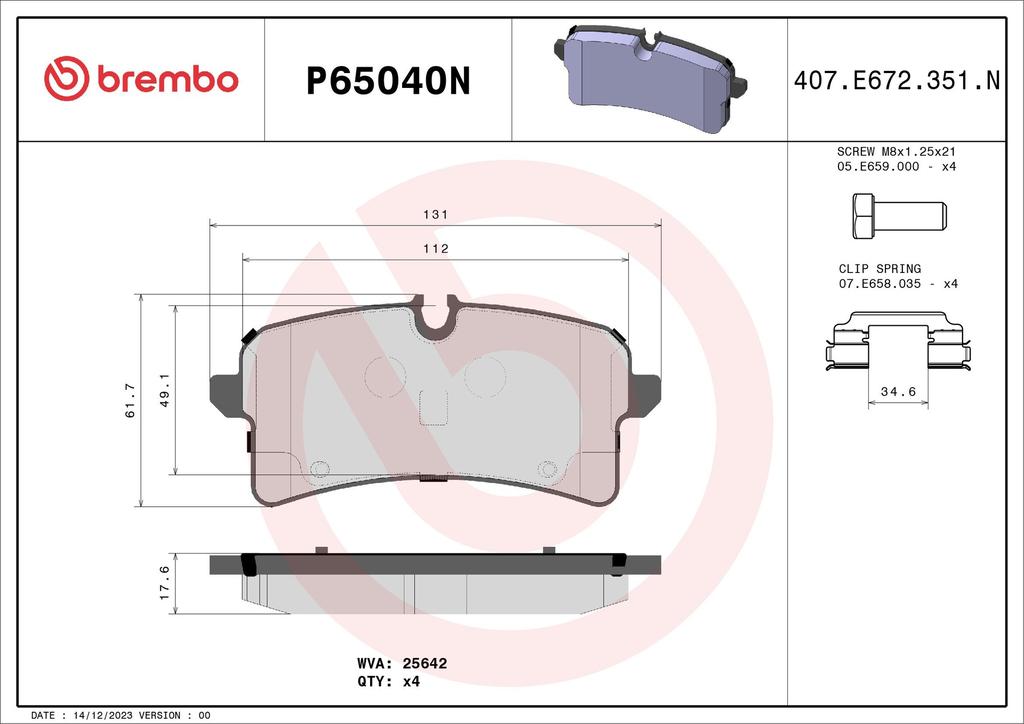 BRAKE PADS REAR BREMBO CERAMIC PORSCHE