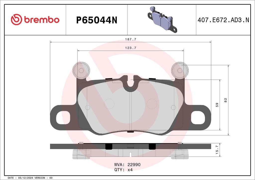 BRAKE PADS REAR BREMBO CERAMIC PORSCHE