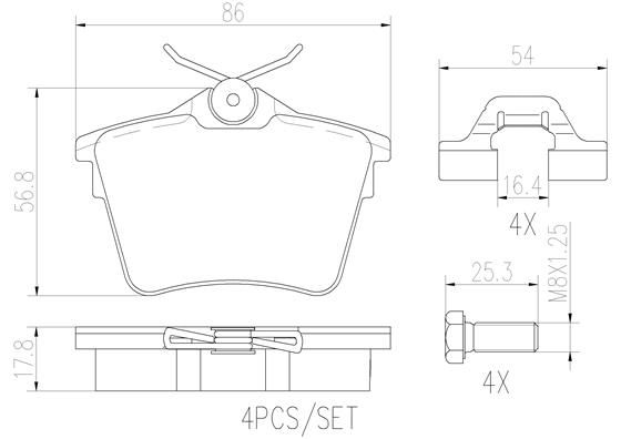 BRAKE PADS REAR BREMBO CERAMIC PSA