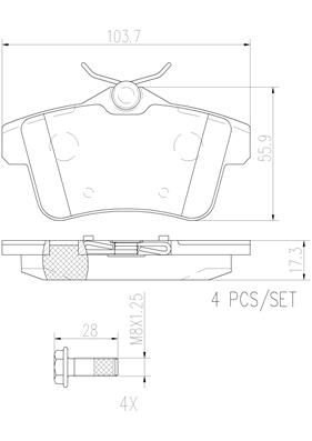 BRAKE PADS REAR BREMBO CERAMIC PSA