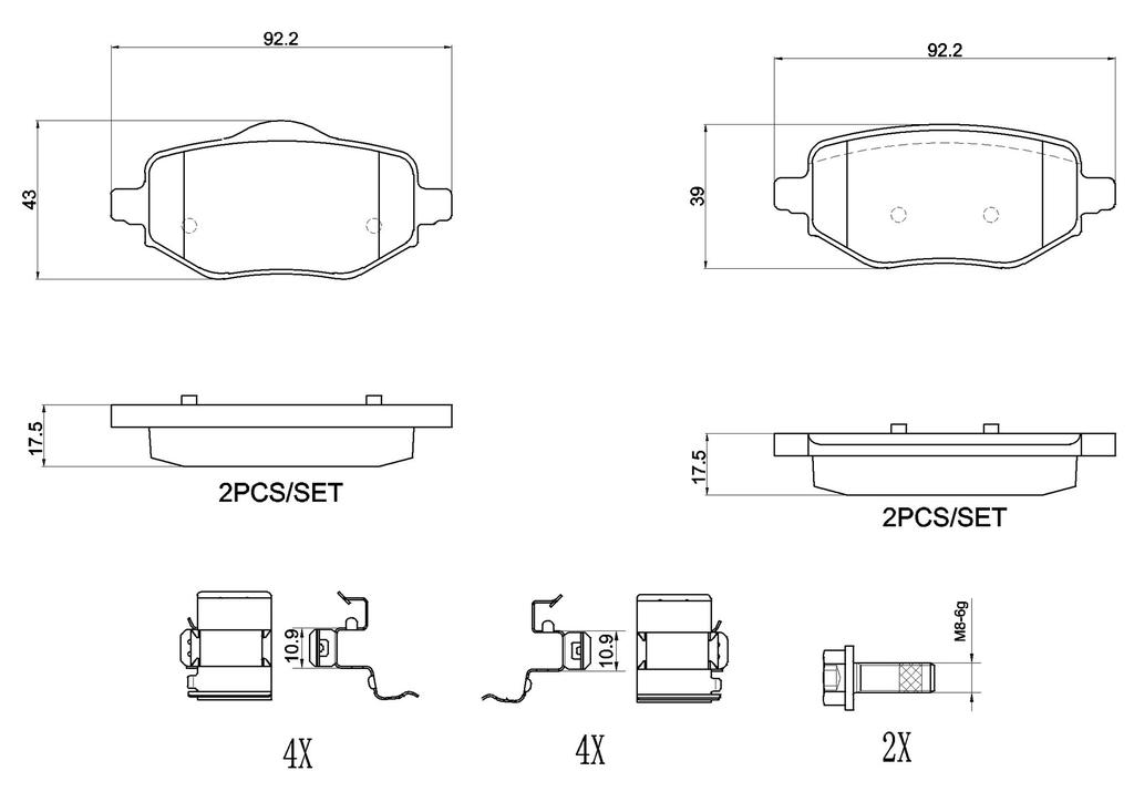BRAKE PADS REAR BREMBO CERAMIC PSA