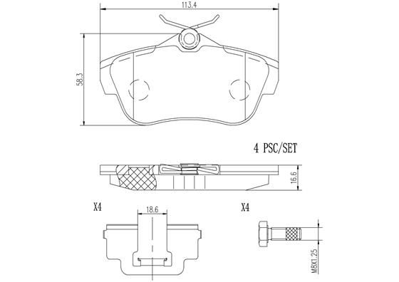 BRAKE PADS REAR BREMBO CERAMIC PSA FIAT