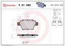 BRAKE PADS REAR BREMBO PSA (DNO)