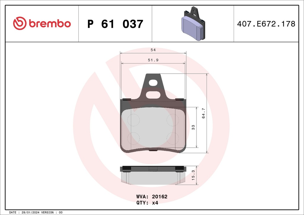 REAR PADS BREMBO PSA [DNO]