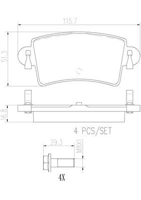 REAR PADS BREMBO CERAMIC RENAULT