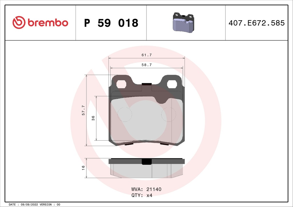 REAR PADS BREMBO SAAB