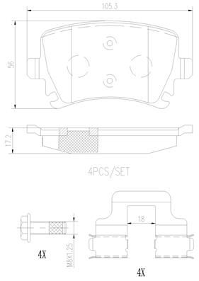 BRAKE PADS REAR BREMBO CERAMIC VAG