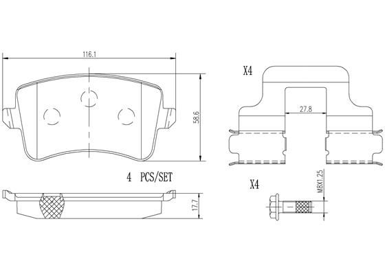 BRAKE PADS REAR BREMBO CERAMIC VAG
