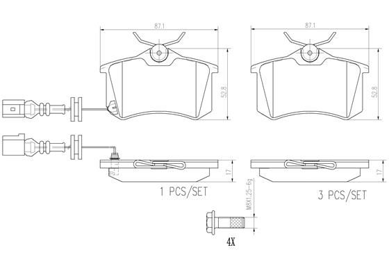 BRAKE PADS REAR BREMBO CERAMIC VAG