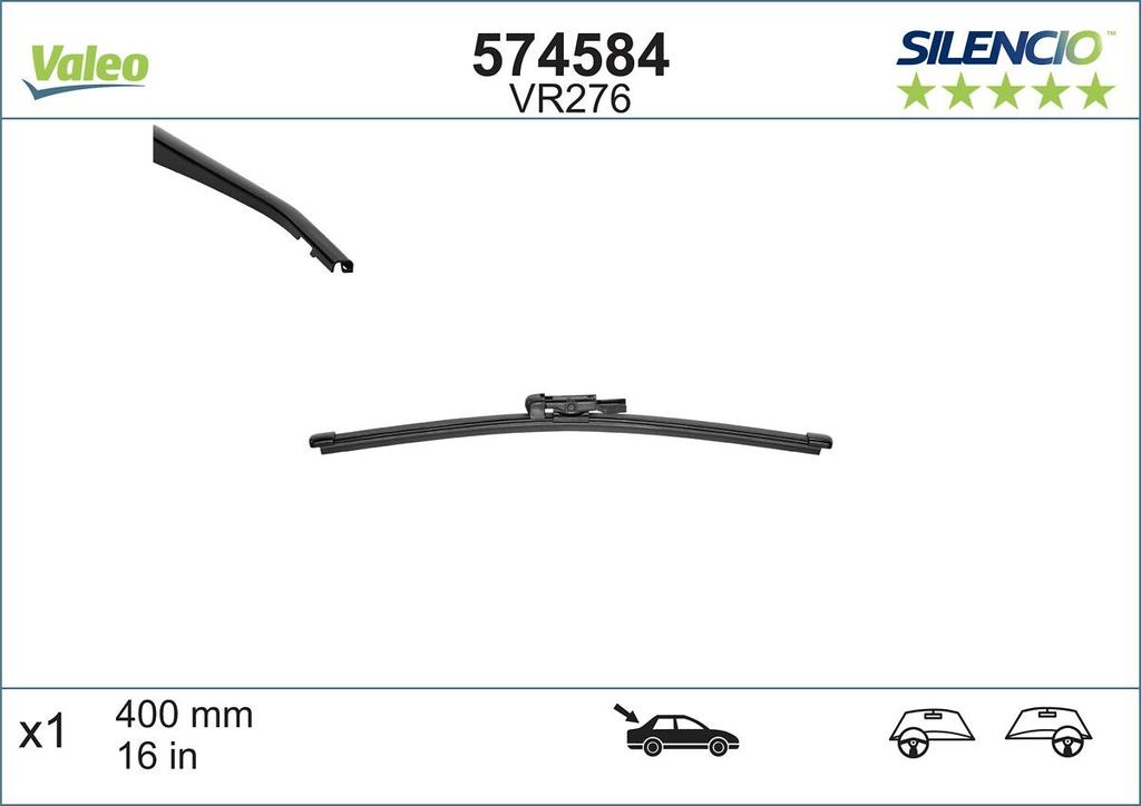 WIPER BLADE [REAR] VALEO SILENCIO [400MM 16 INCH - REAR WIPER BLADE]