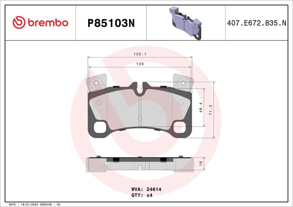 BRAKE PADS REAR BREMBO CERAMIC VAG