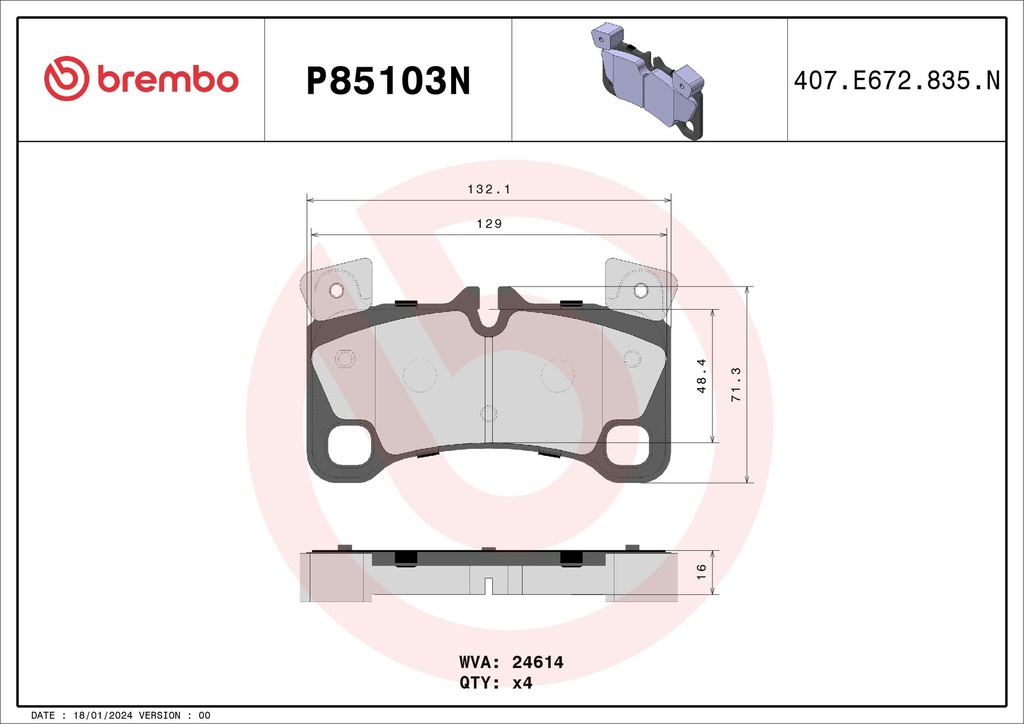 REAR PADS BREMBO CERAMIC VAG