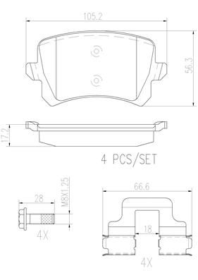 BRAKE PADS REAR BREMBO CERAMIC VAG