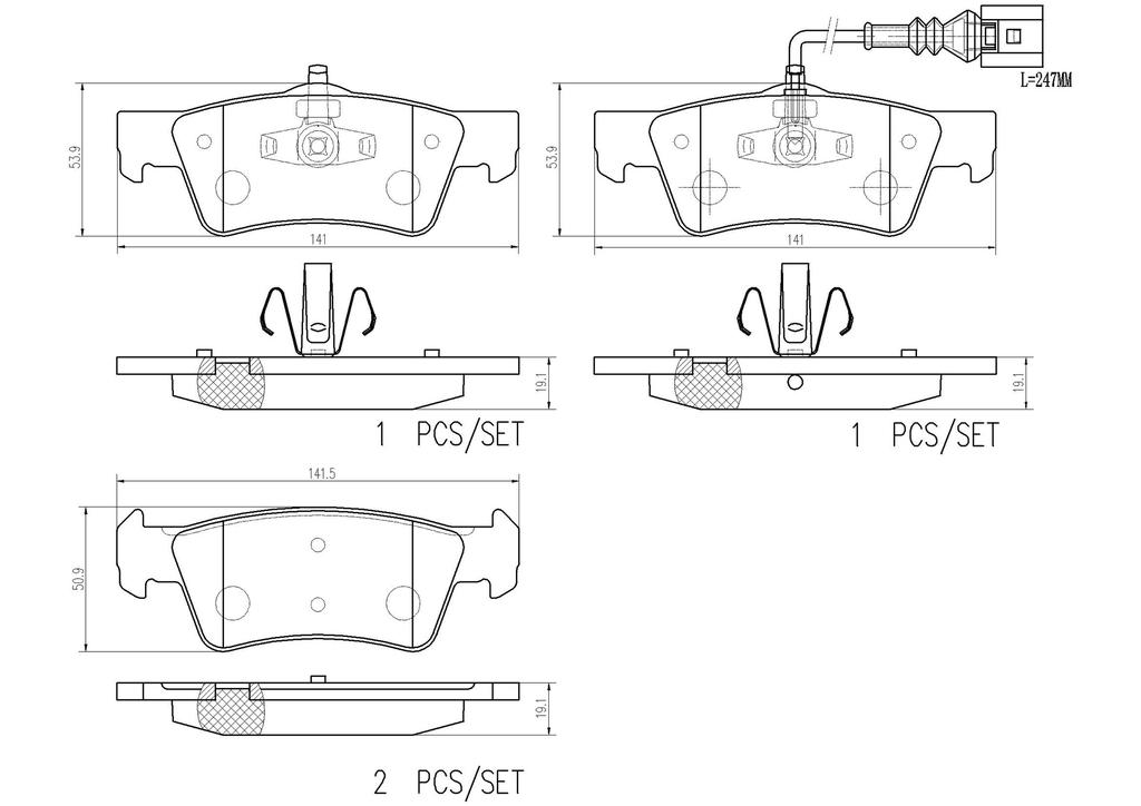 BRAKE PADS REAR BREMBO CERAMIC VAG