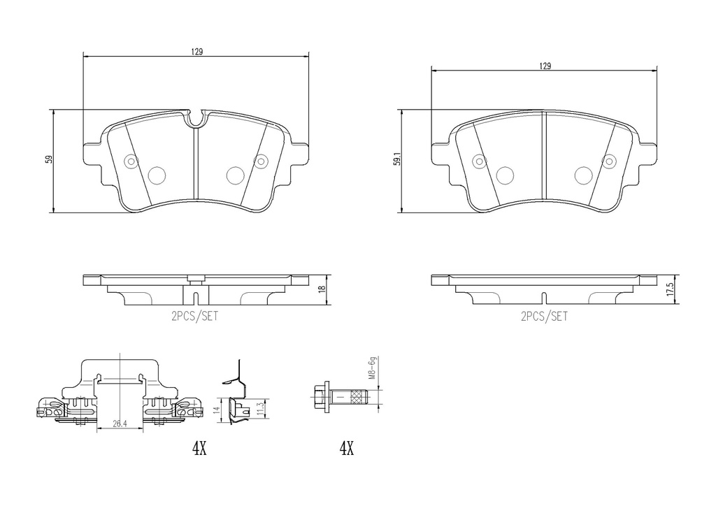 REAR PADS BREMBO CERAMIC VAG