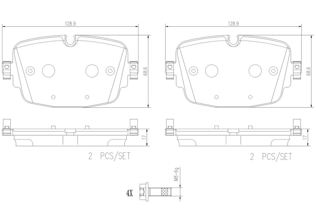 BRAKE PADS REAR BREMBO CERAMIC VAG BENTLEY