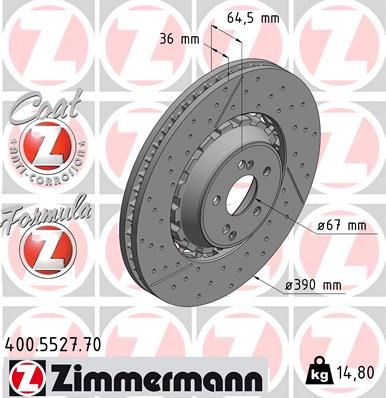 FRONT DISC 390MM CROSS DRILLED SLOTTED ZIMMERMANN MERC