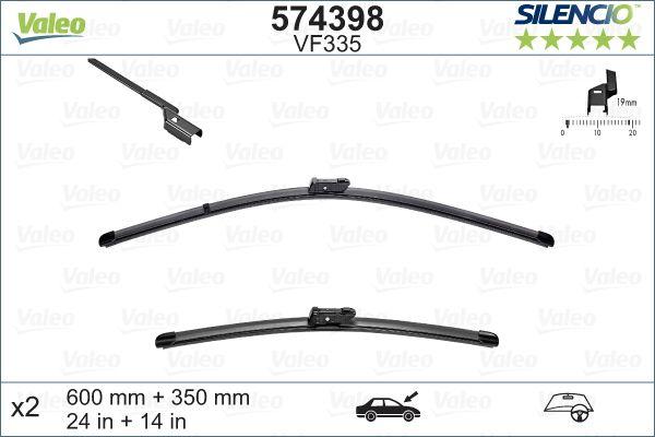 WIPER BLADE [FRONT KIT] VALEO SILENCIO [550MM 22 INCH + 550MM 22 INCH - WITH SPOILER FLAT WIPER BLADE]