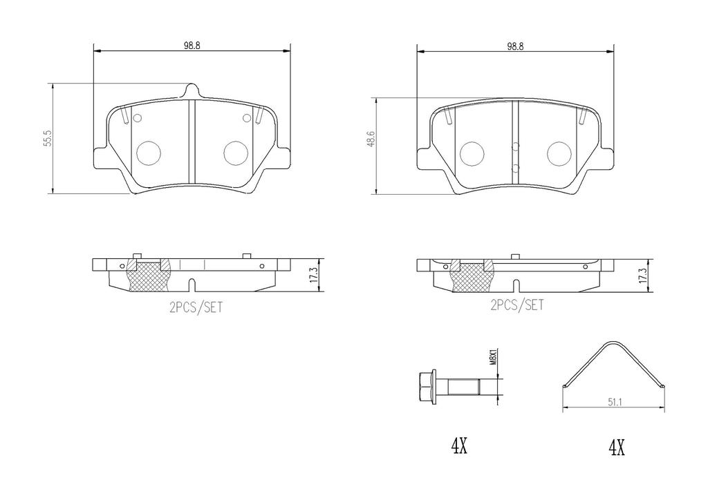BRAKE PADS REAR BREMBO CERAMIC VOLVO
