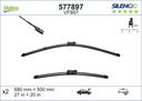 WIPER BLADE [FRONT KIT] VALEO SILENCIO [680MM 27 INCH + 500MM 20 INCH - WITH SPOILER FLAT WIPER BLADE]