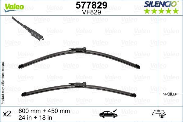 WIPER BLADE [FRONT KIT] VALEO SILENCIO [600MM 24 INCH + 450MM 18 INCH - WITH SPOILER FLAT WIPER BLADE]