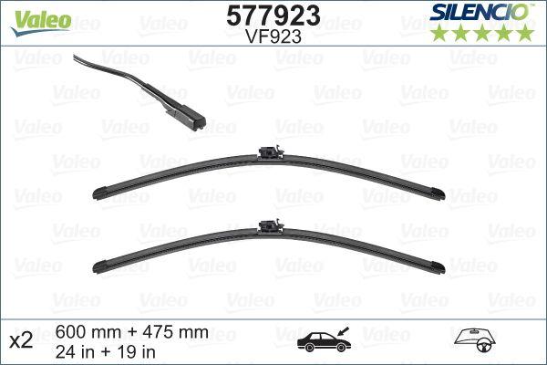WIPER BLADE [FRONT KIT] VALEO SILENCIO [650MM 26 INCH + 475MM 19 INCH - WITH SPOILER FLAT WIPER BLADE]