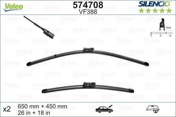WIPER BLADE [FRONT KIT] VALEO SILENCIO [600MM 24 INCH + 400MM 16 INCH - WITH SPOILER FLAT WIPER BLADE]