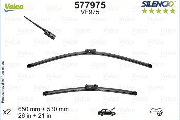 WIPER BLADE [FRONT KIT] VALEO SILENCIO [600MM 24 INCH + 550MM 22 INCH - WITH SPOILER FLAT WIPER BLADE]