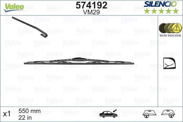 WIPER BLADE SET VALEO SILENCIO VAG LAND ROVRER (577975)