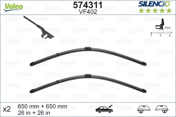 WIPER BLADE SET VALEO VAG (574475)