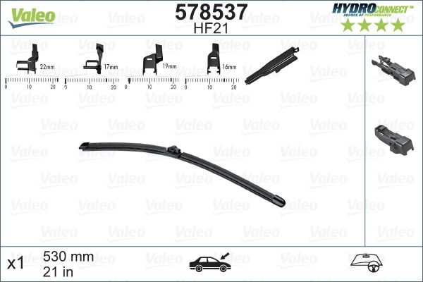 WIPER BLADE VALEO HYDROCONNECT 530mm