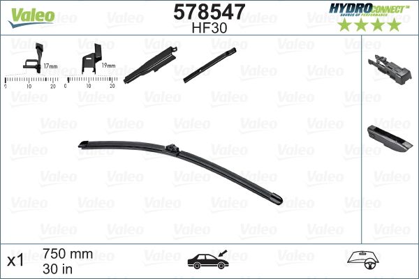 WIPER BLADE VALEO HYDROCONNECT 750MM