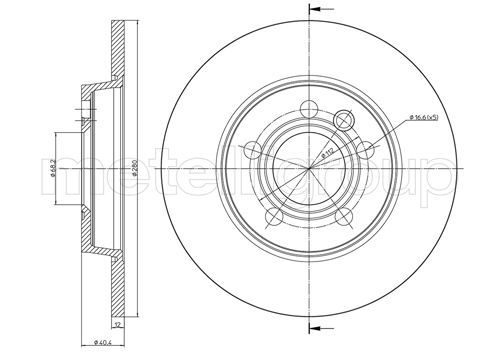 REAR DISC 280MM METELLI VAG