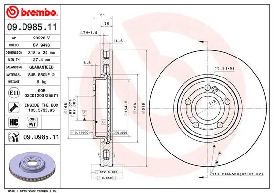FRONT DISC 318MM BREMBO MERC